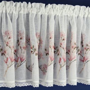 Prowansalskie zazdrostki w kwiaty magnolie - kuchenne zazdroski retro - "Amelia" - 50