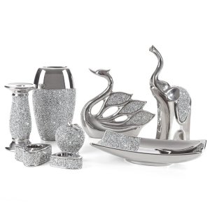 WAZON DEKORACYJNY Z PIRYTEM ~ WAZON CERAMICZNY ZE SZKIEŁKAMI W STYLU GLAMOUR ~ PALMERA-1