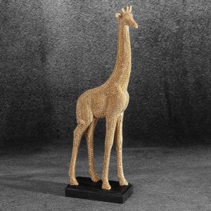NOWOCZESNA FIGURKA DEKORACYJNA W STYLU GLAMOUR ~ ZŁOTA ŻYRAFA CERAMICZNA ~ ELDO/4