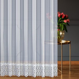 długa firana z woalu z gipiurą BART