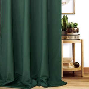Jednokolorowa tkanina zasłonowa Ikea - "Canvas" ciemna zieleń - 140