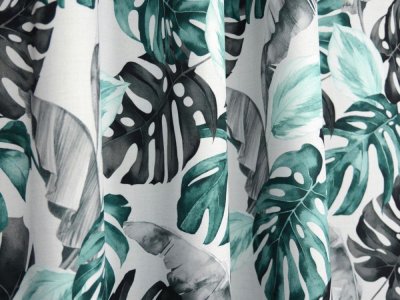ŻAKARDOWA TKANINA NA ZASŁONY W LIŚCIE PALMOWE - MONSTERA ~ "ESME II" ~ 150