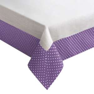 DEKORACYJNA SZARFA Z PLISĄ W KROPECZKI ~ PROSTOKĄTNA ~ ALMA ~ KREM + FIOLET ~ 40x140