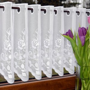 Eleganckie zazdrostki do kuchni - Kuchenne białe zazdrostki w angielskie róże - "Roses" - 40