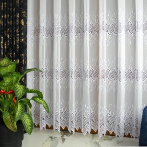 elegancka długa firana z trzema gipiurami SAJMON