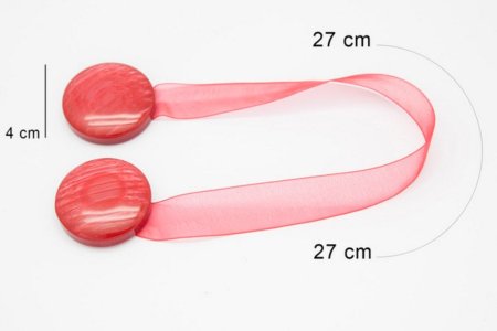 MAGNES DO FIRAN I ZASŁON ~ UPINACZ DEKORACYJNY Z MAGNESEM ~ M/67 ~ CZERWIEŃ ~ 2 SZT