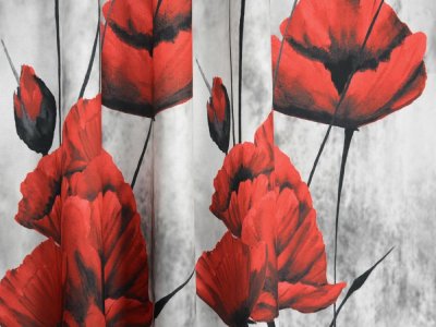 ŻAKARDOWE ZASŁONY Z DUŻYM - KWIATOWYM WZOREM ~ ZASŁONY W MAKI ~ "MAKI" ~ 150x265