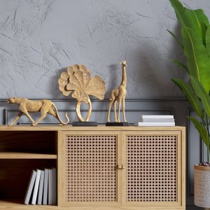 NOWOCZESNA FIGURKA DEKORACYJNA W STYLU GLAMOUR ~ ZŁOTY TYGRYS CERAMICZNY ~ ELDO/26