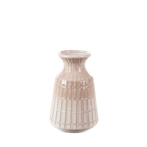 KLASYCZNY BEŻOWY WAZON DEKORACYJNY ~ WYSOKI WAZON CERAMICZNY ~ EDNA-04