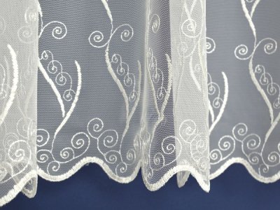 ELEGANCKA FIRANA Z TIULU - TIUL HAFTOWANY ~ "TORRE" KREM ~ 120 ~ KUPON 0,40M