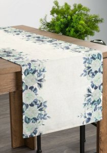 NATURALNY BIEŻNIK Z DODATKIEM LNU ~ WIOSENNY BIEŻNIK Z KWIATOWYM WZOREM ~ NATU8 ~ 40x180