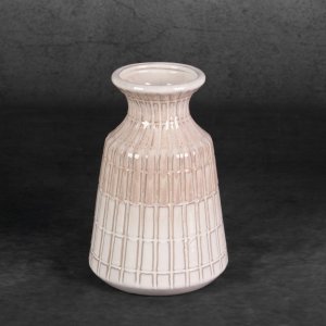 KLASYCZNY BEŻOWY WAZON DEKORACYJNY ~ WYSOKI WAZON CERAMICZNY ~ EDNA-04