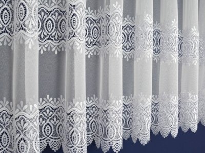 ELEGANCKA FIRANA Z GIPIURĄ - MARKIZETA Z GIPIURĄ ~ 2 SZLAKI GIPIURY ~ "GALIA" - BIEL ~ 170