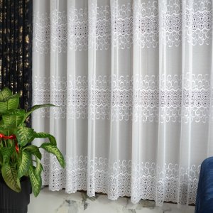 firana basko biała markizeta trzy szlaki gipiury 265 cm salon balkon