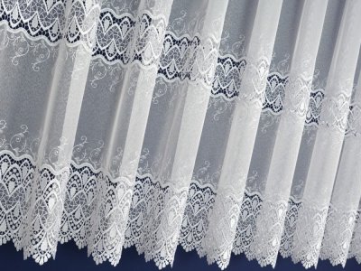 ELEGANCKA FIRANA Z GIPIURĄ ~ MARKIZETA Z GIPIURĄ BEZ PRASOWANIA 2 SZL. GIPIURY ~ "RAVENA" BIEL ~ 295