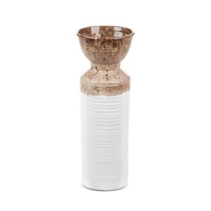 WYSOKI WAZON CERAMICZNY W KOLORZE BIAŁO BRĄZOWYM ~ WAZON DEKORACYJNY ~ ERINA-07