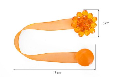 Magnes do firan i zasłon - Upinacz dekoracyjny z magnesem - kryształowy kwiat - M/26 pomarańcz