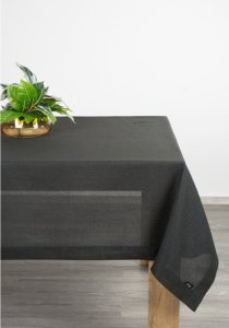 CZARNY NABŁYSZCZANY BIEŻNIK DEKORACYJNY ~ BIEŻNIK O LNIANYM SPLOCIE ~ STELLA2 ~ 40x140