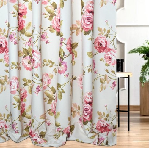 ELEGANCKIE ZASŁONY DO SALONU W ANGIELSKIE RÓŻE Z KOLEKCJI HOME EUROFIRANY ~ "LEYRA" ~ 280