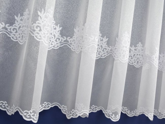 DELIKATNA FIRANA HAFTOWANA ~ ELEGANCKA FIRANA W ORNAMENTY ~ "SEMPRE" BIEL ~ 170