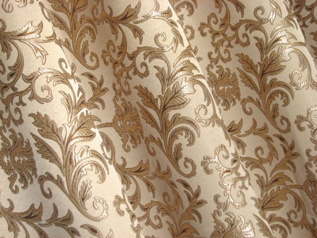 ELEGANCKA - RUSTYKALNA TKANINA ZASŁONOWA W PNĄCZA ~ "ŻAKARD INKA" BEŻ ~ 150