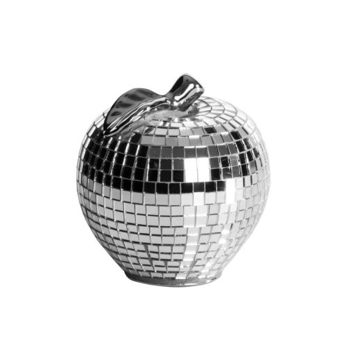 SREBRNE JABŁKO FIGURKA DEKORACYJNA ZE SZKIEŁKAMI W STYLU GLAMOUR ~ AURORA/FIG/7
