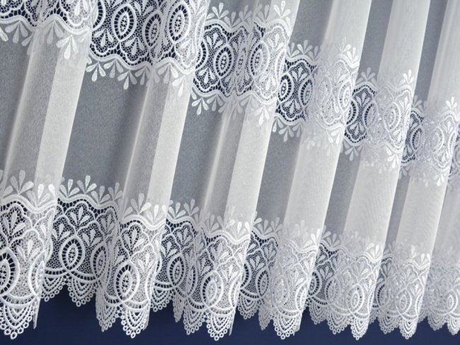 ELEGANCKA FIRANA Z GIPIURĄ - MARKIZETA Z GIPIURĄ ~ 2 SZLAKI GIPIURY ~ "GALIA" - BIEL ~ 170