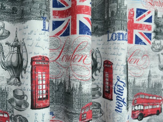 TKANINA NA NOWOCZESNE - MŁODZIEŻOWE ZASŁONY Z MOTYWEM LONDYNU ~ "LONDON CITY" ~ 150