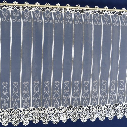 Eleganckie zazdrostki panelowe - organtyna z gipiurą - "Ornament" krem - 90