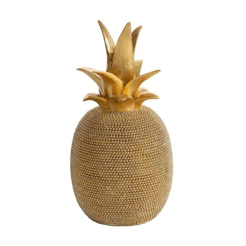 NOWOCZESNA FIGURKA DEKORACYJNA W STYLU GLAMOUR ~ ZŁOTY ANANAS CERAMICZNY ~ ELDO/25