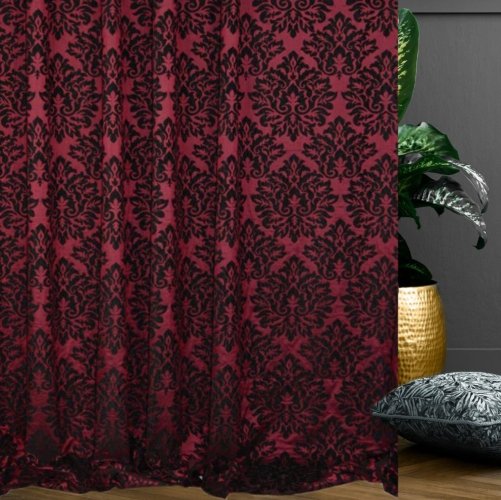 Dwustronne - ekskluzywne zasłony w ornamenty "Eliz II" bordowy + czarny - 310