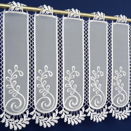 Eleganckie zazdroski z woalu - zazdrostki woal z gipiura - "Alvera" biel - 40