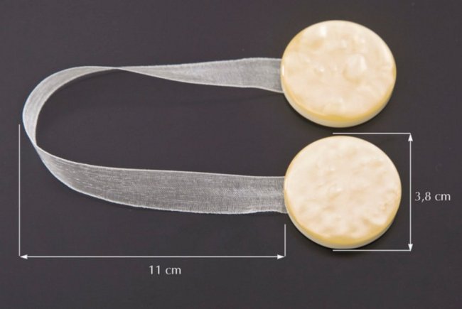 MAGNES DO FIRAN I ZASŁON ~ UPINACZ DEKORACYJNY Z MAGNESEM ~ M/4 ~ NATURAL