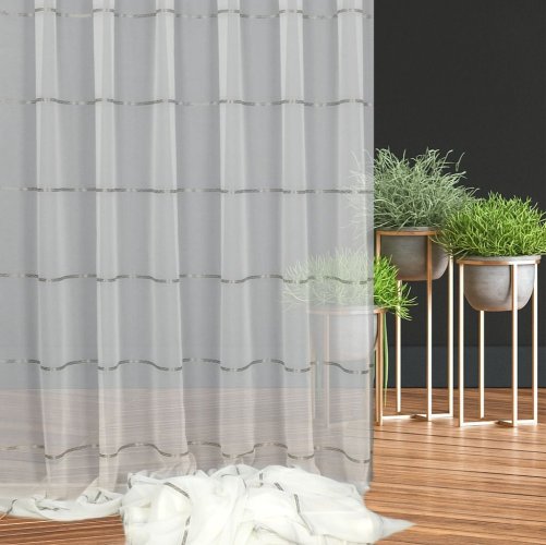 elegancka firana woalowa krem srebro