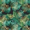 Monstera Davos II – elegancka tkanina na zasłony, czarne tło złote detale